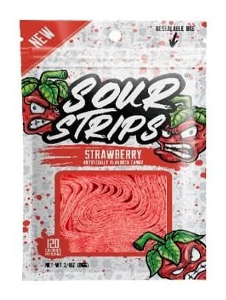 Sour Strips Soft Chewy Candy Belts, Strawberry (3.9 oz)