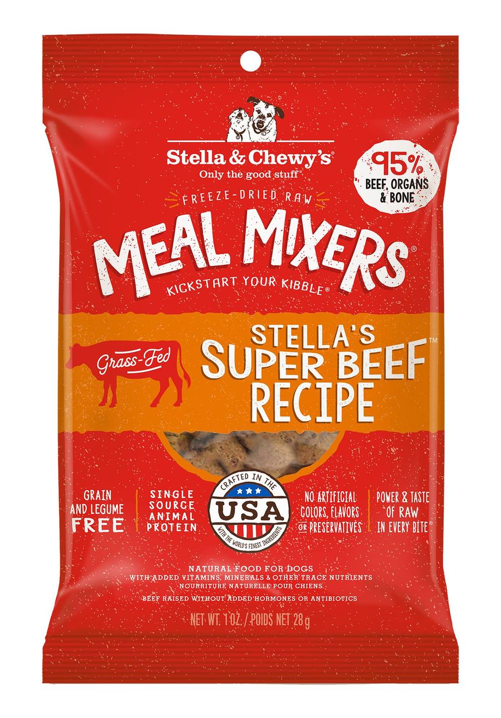 Stella & Chewy's Freeze Dried Raw Super Beef Recipe Meal Mixer Dry Dog Food (1 oz)