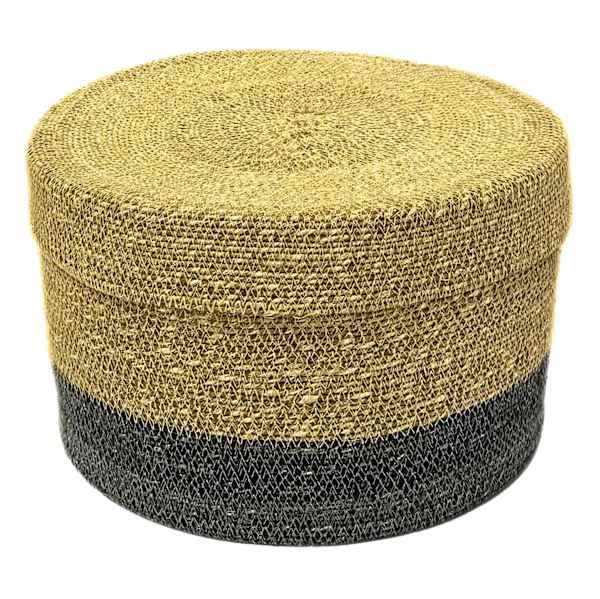REAL SIMPLE Round Seagrass Basket with Lid, Small
