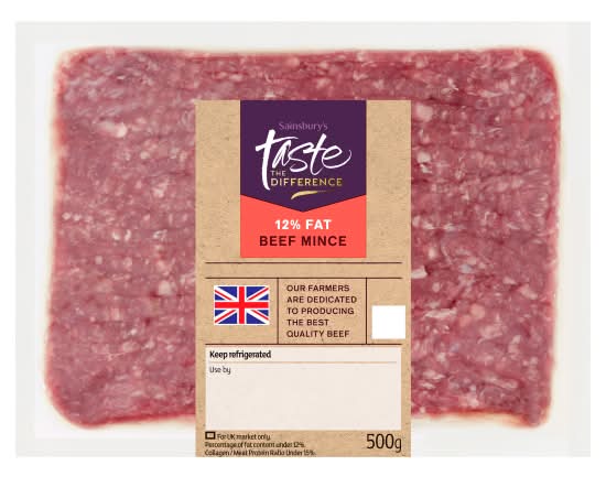 Sainsbury's Taste the Difference 12% Fat Beef Mince (500g)