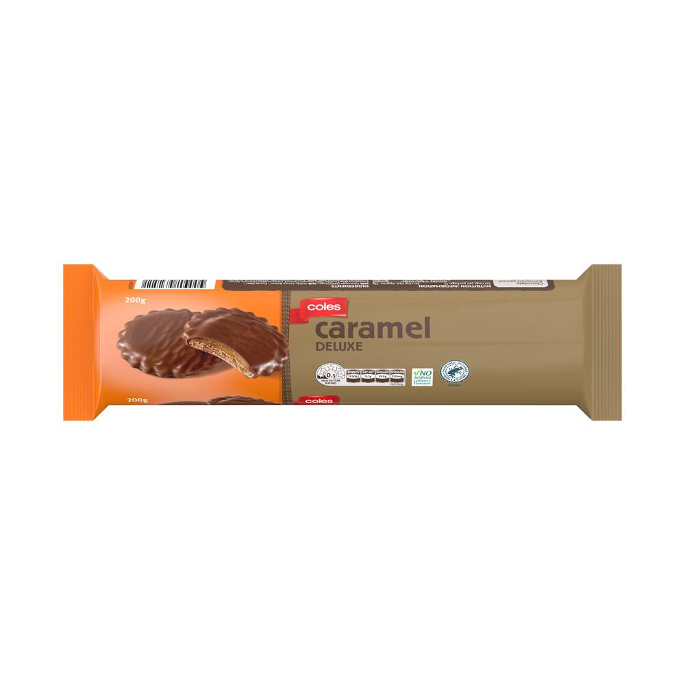 Coles Caramel Chocolate Deluxe Biscuits 200g