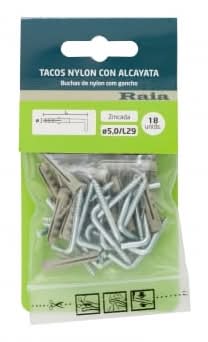 Taco Nylon 18 ud más Alcayata Zincada 5 x 29 mm Arregui