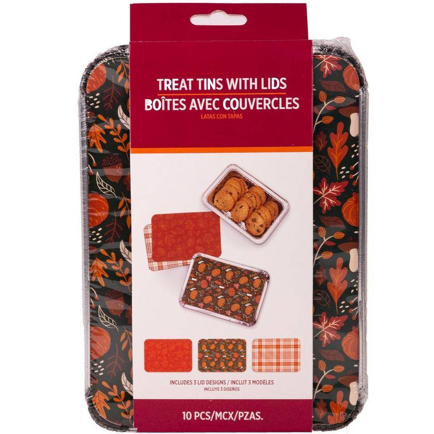 Fall Pumpkin Aluminum To-Go Containers with Board Lids, 6.4in x 8.8in, 10ct