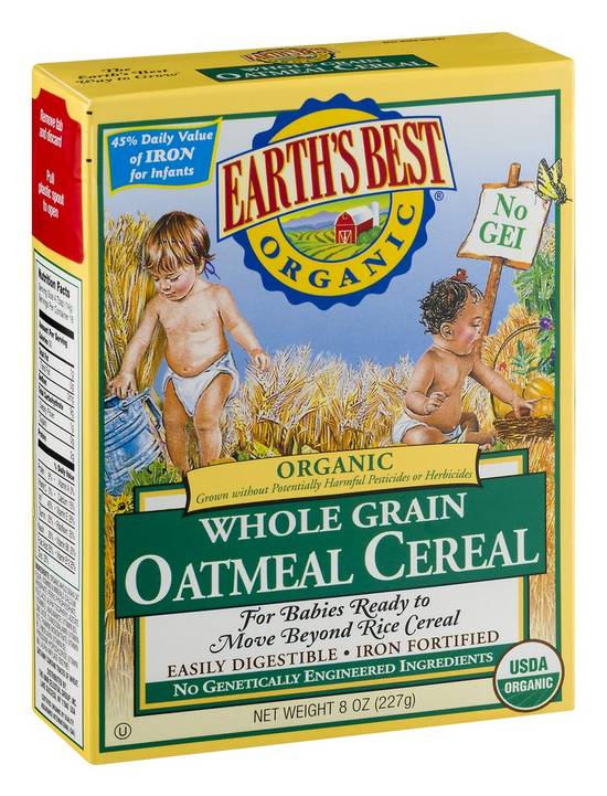 Organic Whole Grain Oatmeal Cereal Earth's Best 8 oz