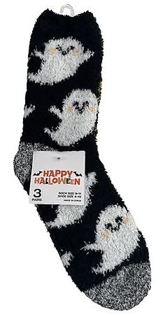 Happy Halloween Ghost Cozy Socks 9-11 (3 ct)