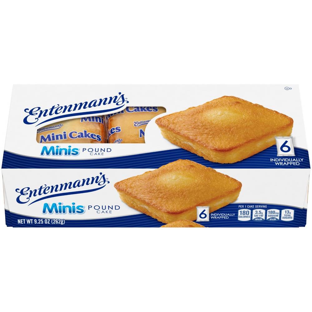 Entenmann's Minis Pound Cake, Perfect for On-The-Go Snacking, 6 Individually Wrapped Snack Cakes, 9.25 oz (1X6|1 Unit per Case)