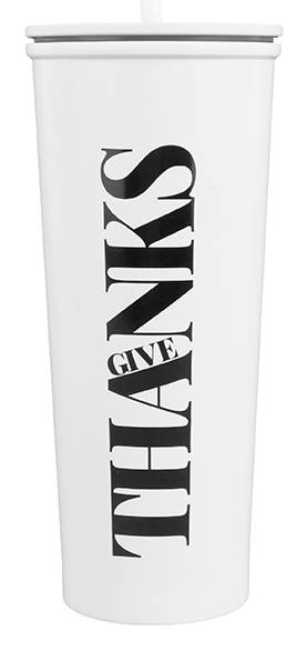 Miniso · Vaso con tapa y popote estampado tipográfico 630 ml, blanco