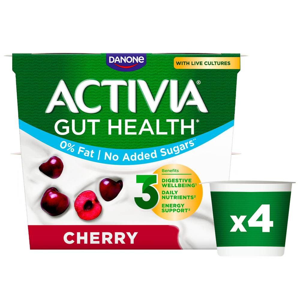 Activia Cherry Fat Free Yogurts 4x115g