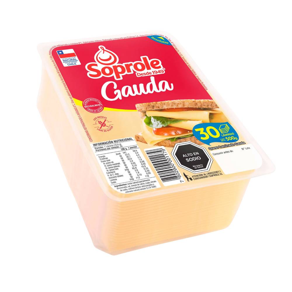 Soprole · Queso gauda laminado (500 g)