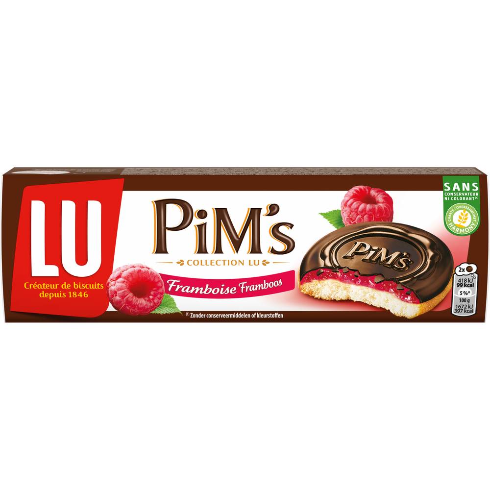 LU - Biscuits génoises nappées à la framboise et au chocolat pim's (150g)