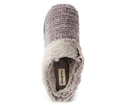 Women's Small Gray Chenille Clog Slippers