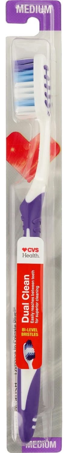 CVS Health Dual Clean Toothbrush, Medium