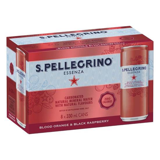 San Pellegrino Essenza Blood Orange and Black Raspberry (8 x 330 ml cans)