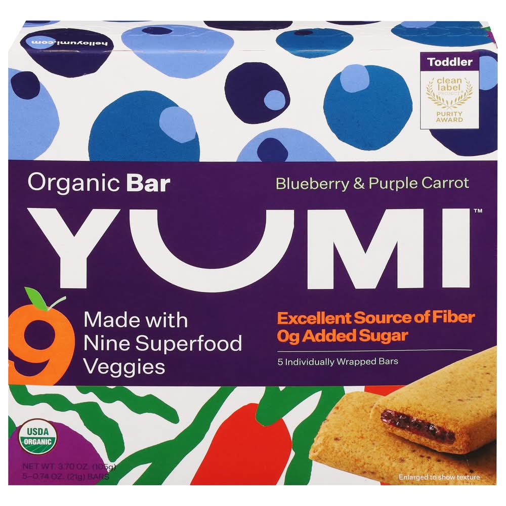 Yumi's Organic Superfood Veggie Bars, Blueberry & Purple Carrot (0.74 oz, 5 ct)