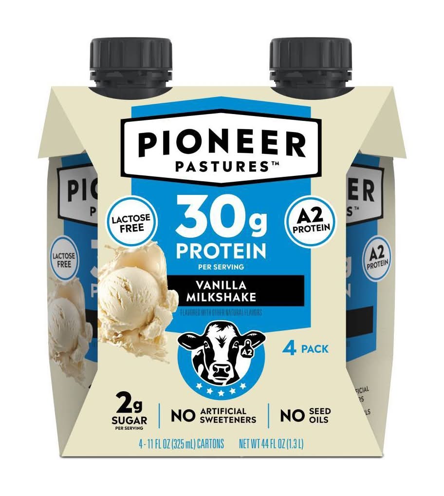 Pioneer Pastures High Protein Nutritional Milkshake, Vanilla (4 x 11 fl oz)