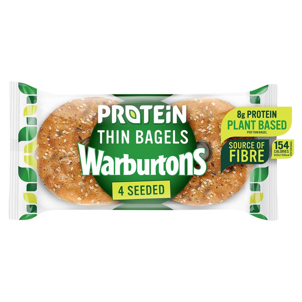 Warburtons 4 Seeded Protein Thin Bagels