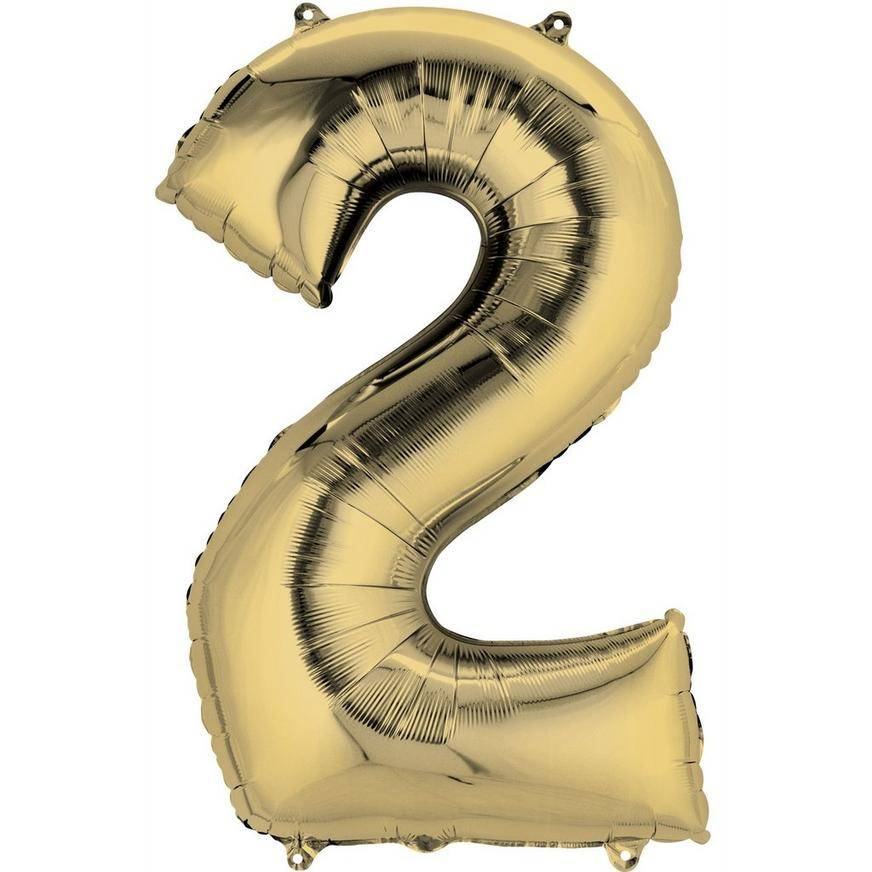Party City 2 Number Balloon ( 34 in/white gold)