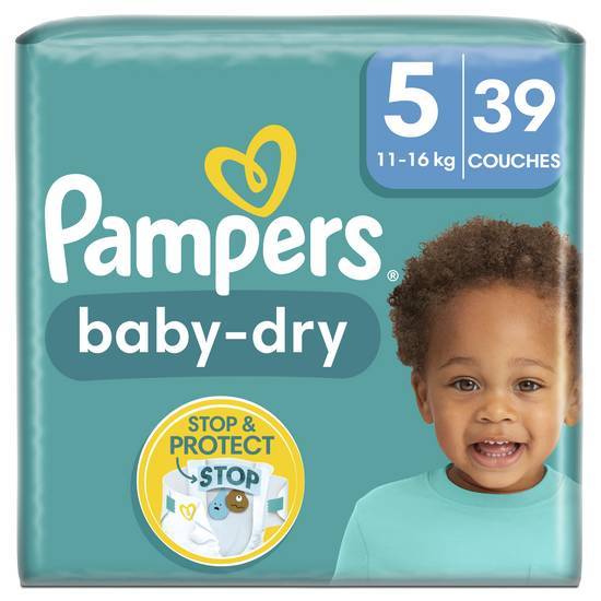 Pampers baby-dry taille 5, 39 couches, 11kg - 16kg