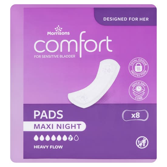 Morrisons Women, Comfort Maxi Night Incontinence Pads (8 pack)