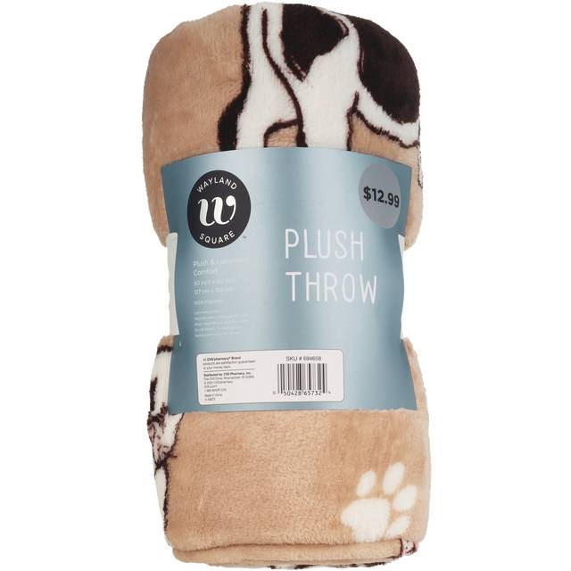 Dog Print Flannel Throw Asst