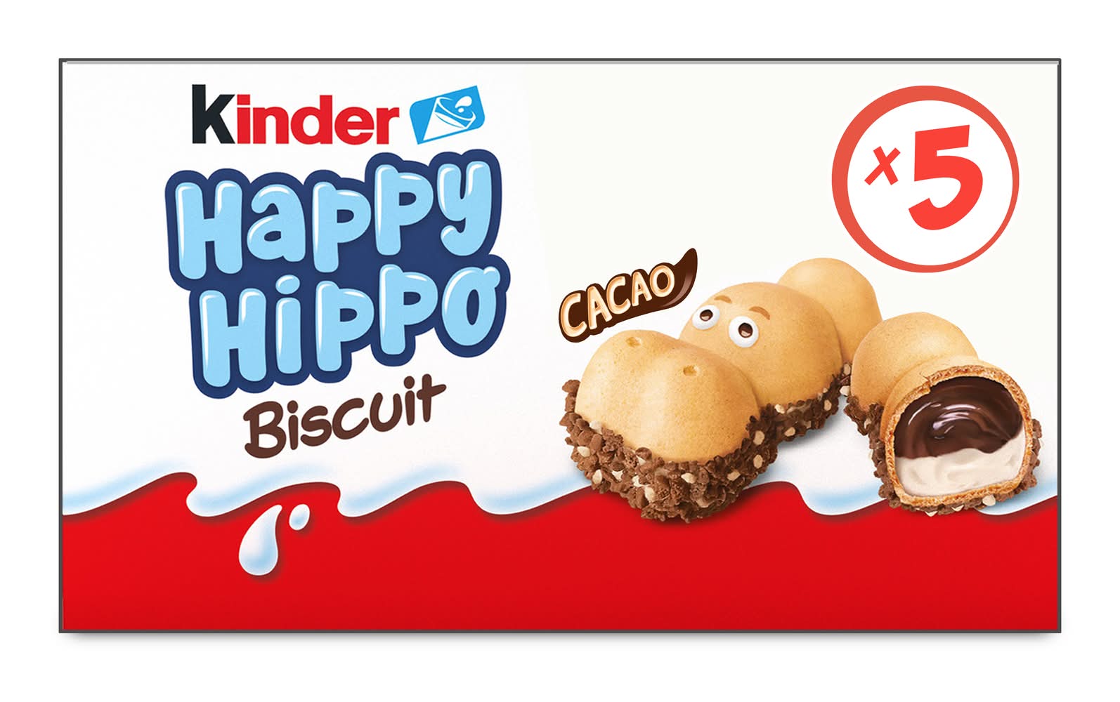Kinder - Happy hippo biscuits fourrés, cacao (5 x 20,7g)