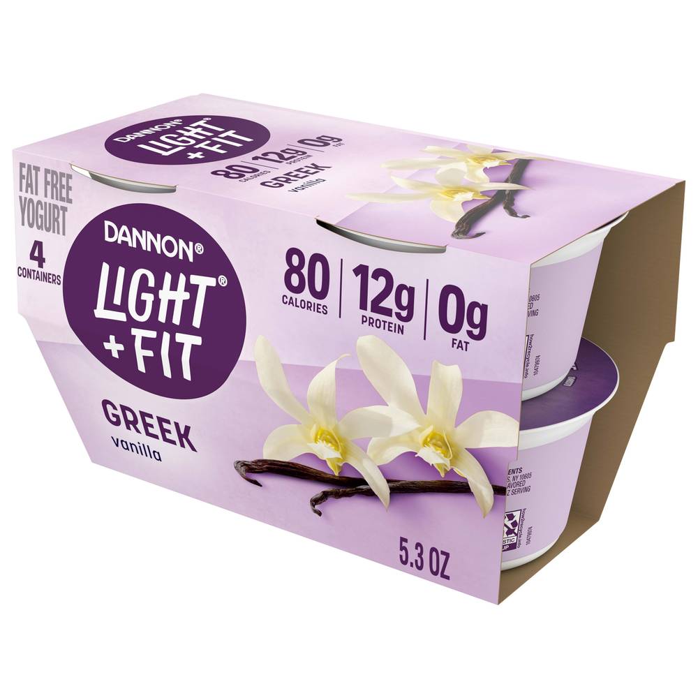 Light + Fit Dannon Nonfat Greek Yogurt, Vanilla (1.32 lbs, 4 ct)