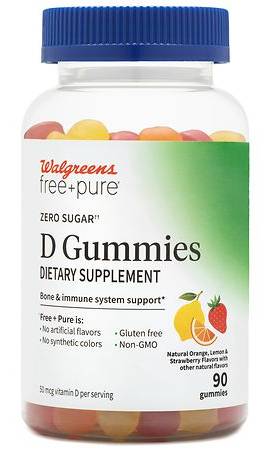 Walgreens Free+Pure Sugar Free Vitamin D Gummies, Assorted (60 ct)