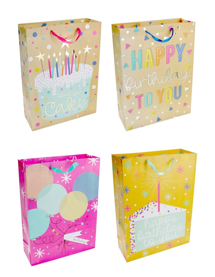 Extra Large Feminine Birthday Gift Bags, 18x13x5 in.