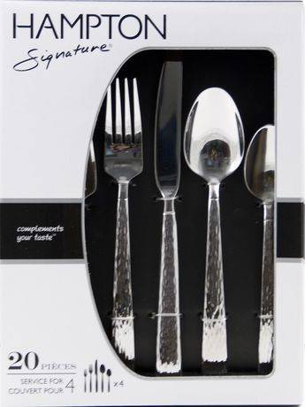 Hampton Forge Signature Brocade Hammered 45-Piece Flatware Set%カンマ% 367B045HBB by Hampton Signature Brocade Hammered 5pc Place Setting | Hampton Signature
