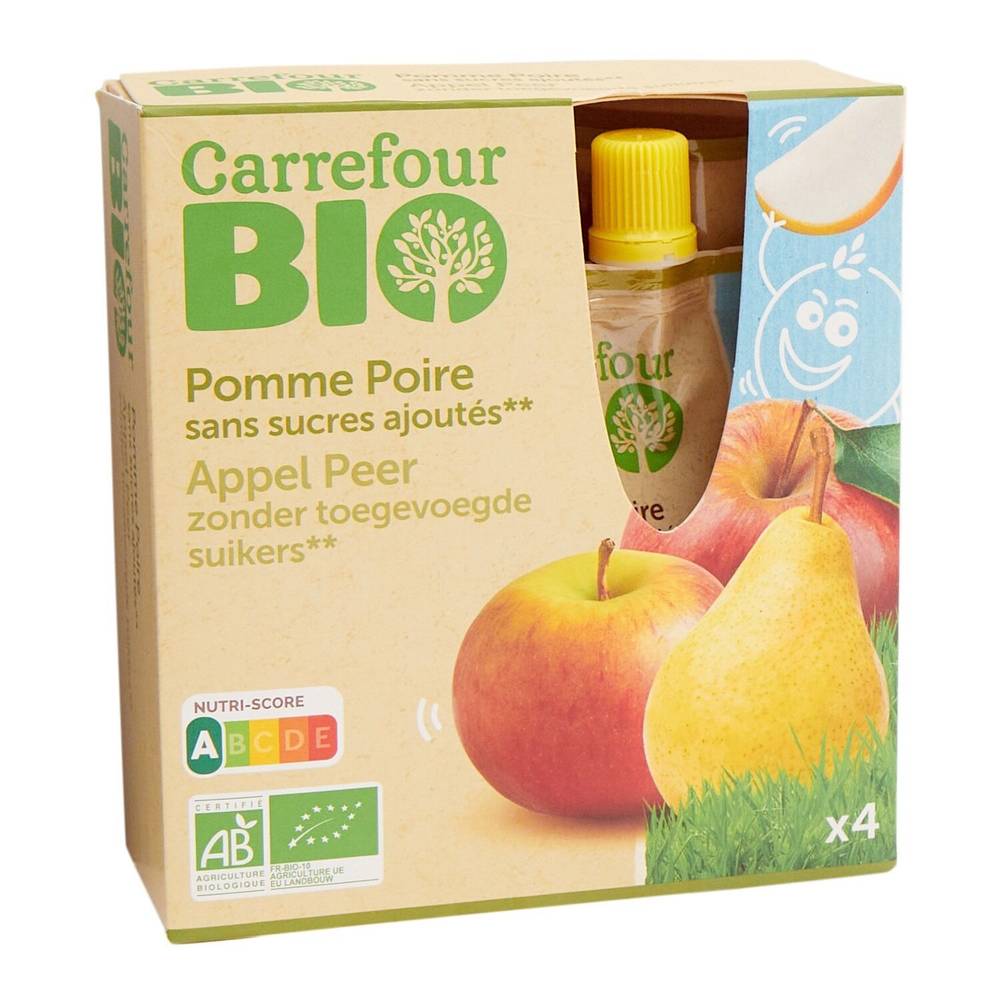 Carrefour Bio - Pomme poire sucres ajoutés (4 pièces)