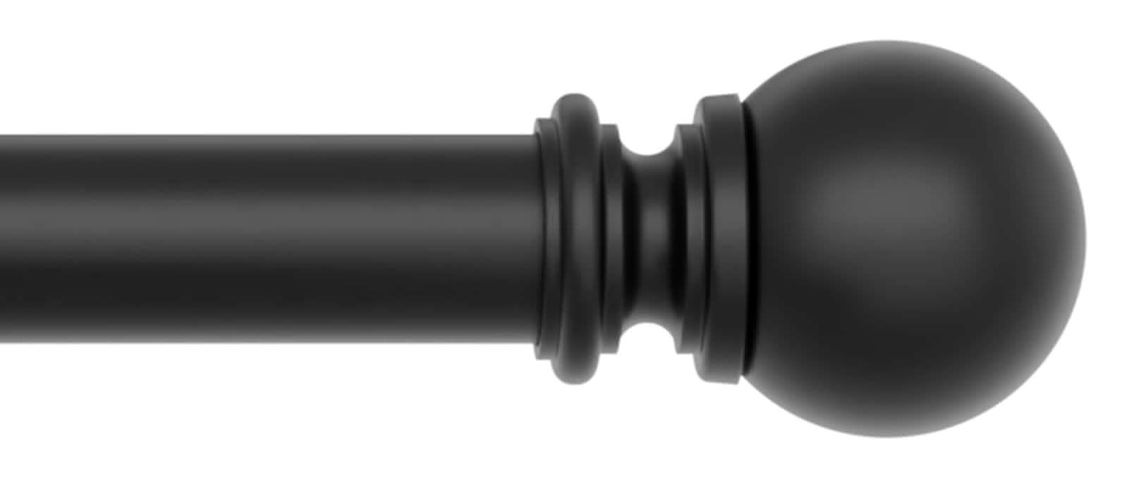 allen + roth Wallace 72-in to 144-in Matte Black Steel Single Curtain Rod with Finials