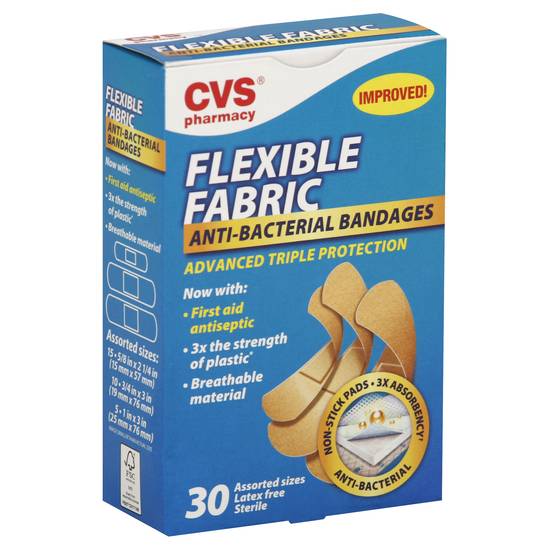 Cvs Flexible Fabric Anti Bacterial Bandages (30 ct)