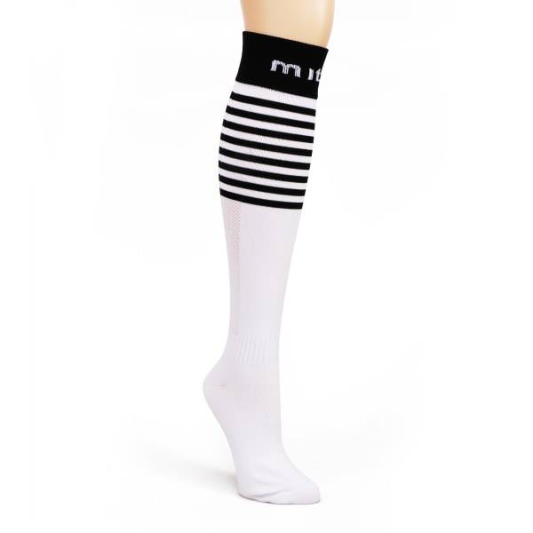 Mitre White and Black Stripe Soccer Sock