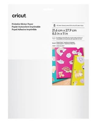 Cricut Printable Sticker Paper Compatible With All Cricut Cartridges, White (8 ct)