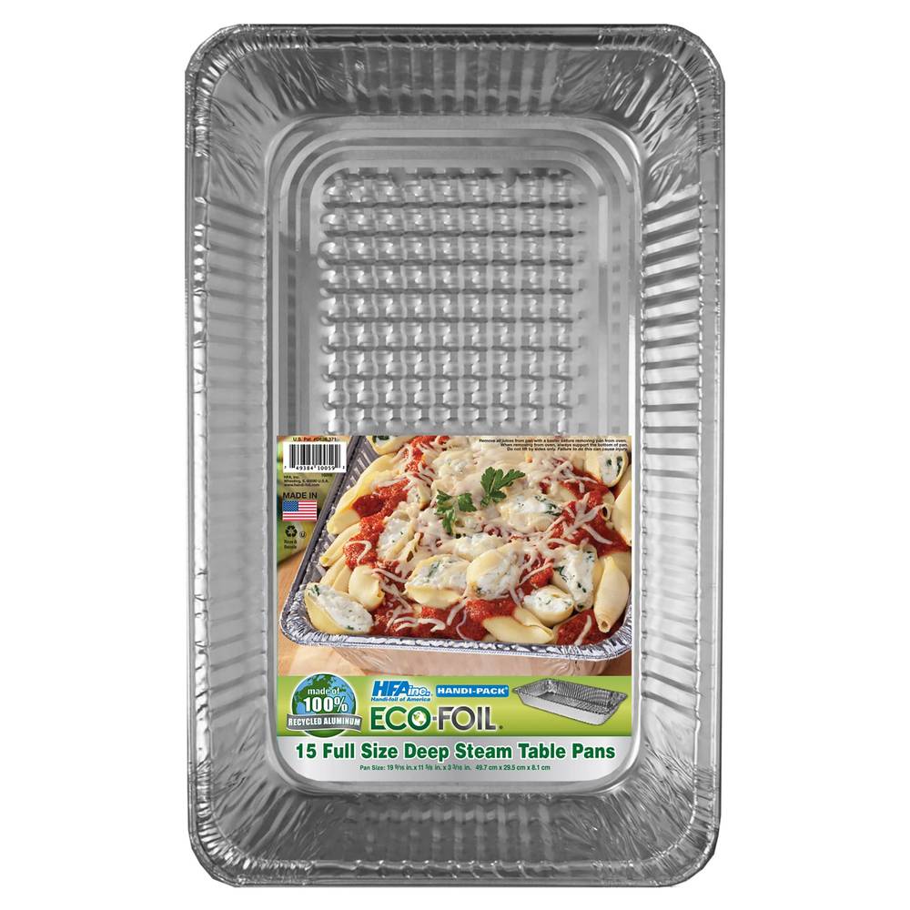 Eco-Foil Full Size Deep Steam Table Pans, 15 count