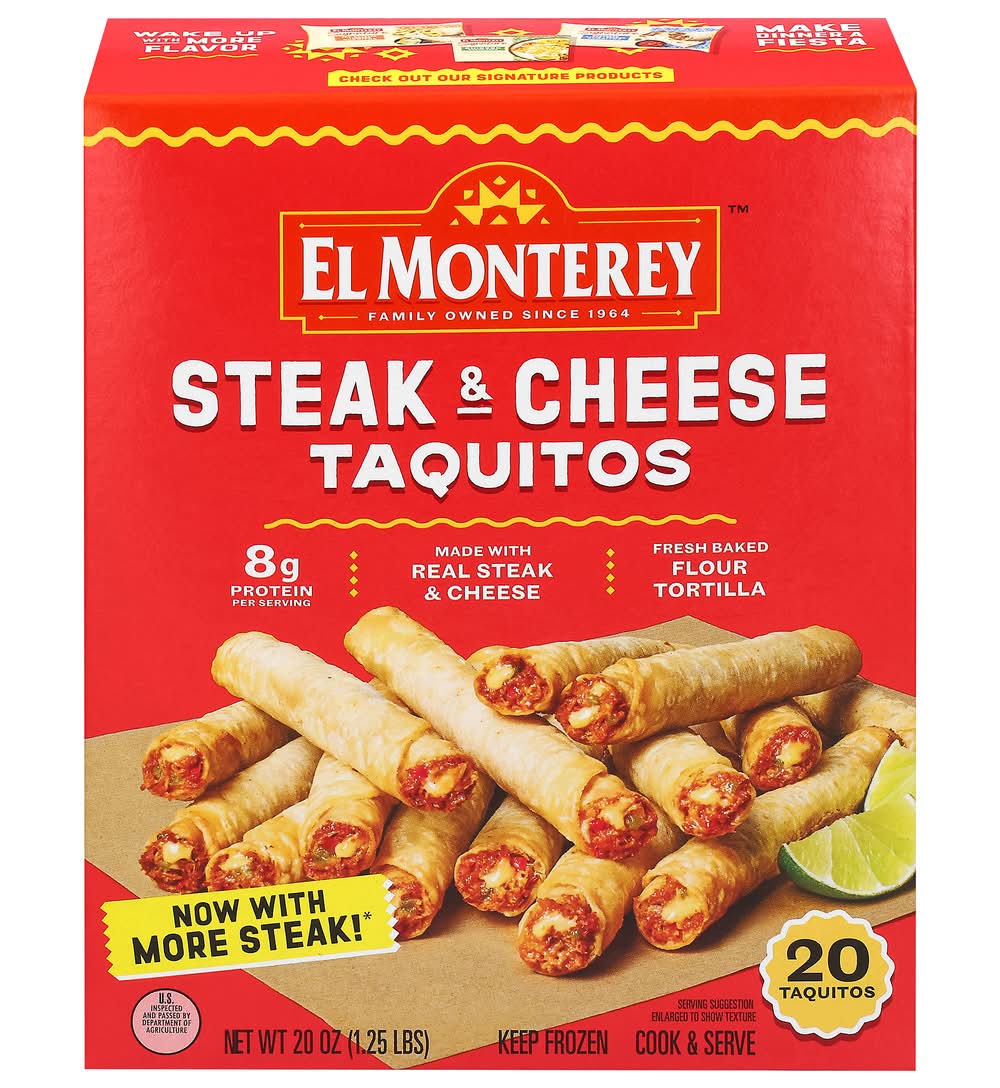 El Monterey Frozen Taquitos, Steak & Cheese (20 oz, 20 ct)