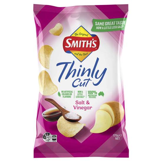 Smith's Salt and Vinegar Thinly Cut Potato Chips 175g
