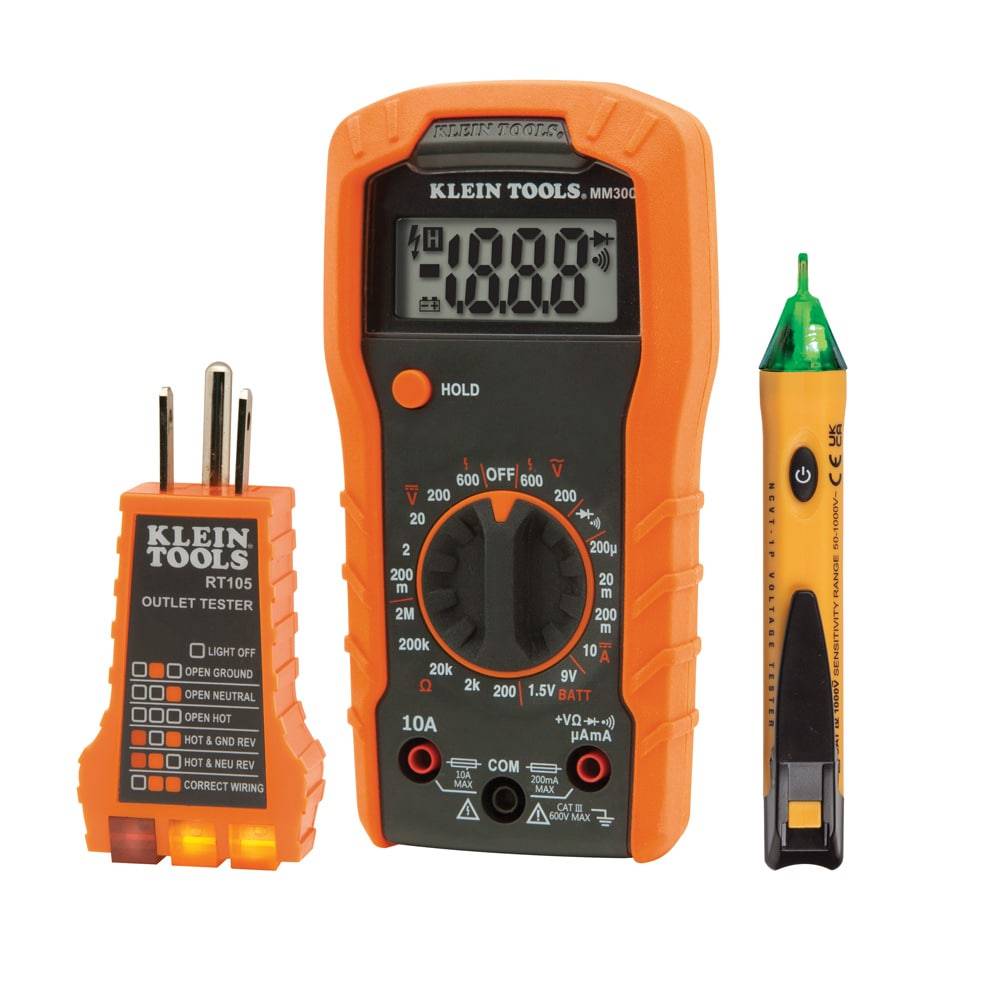 Klein Tools Non-Contact Volt Tester, Receptacle Tester Lcd Display Tester Kit Multimeter 10 Amp 600-Volt | 69149P