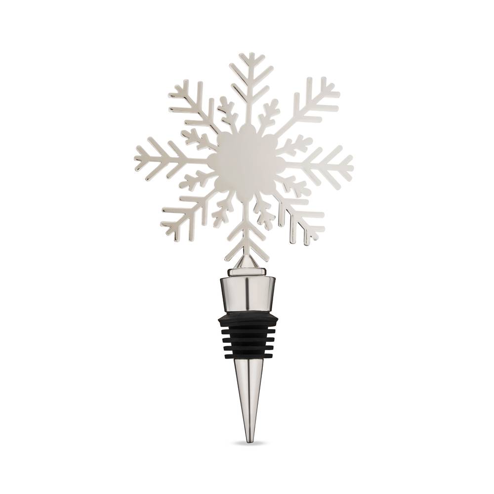 Twine Holiday Snowflake Wine Reusable & Airtight Stopper, Silver