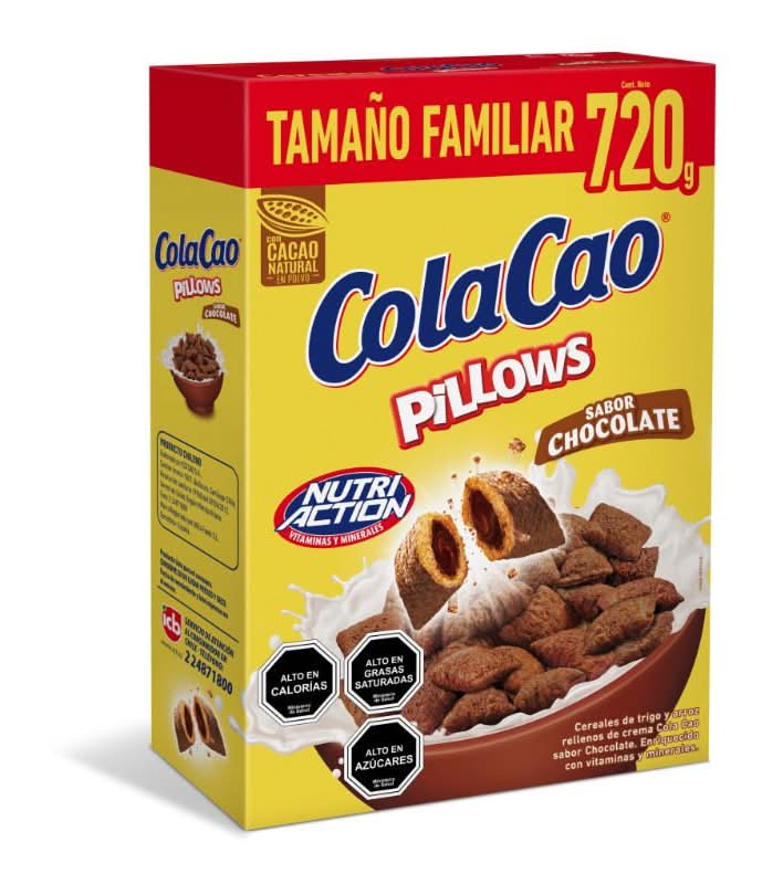 ColaCao · Pillows cereal de trigo y arroz rellenos - Chocolate (720 g)