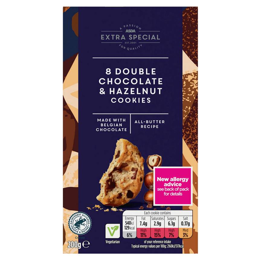 ASDA Extra Special Double Chocolate & Hazelnut Cookies (8 pack)