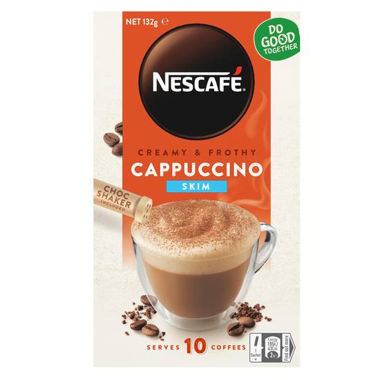 Nescafe Coffee Mixer Sachets Cappuccino Skim (10 Pack)