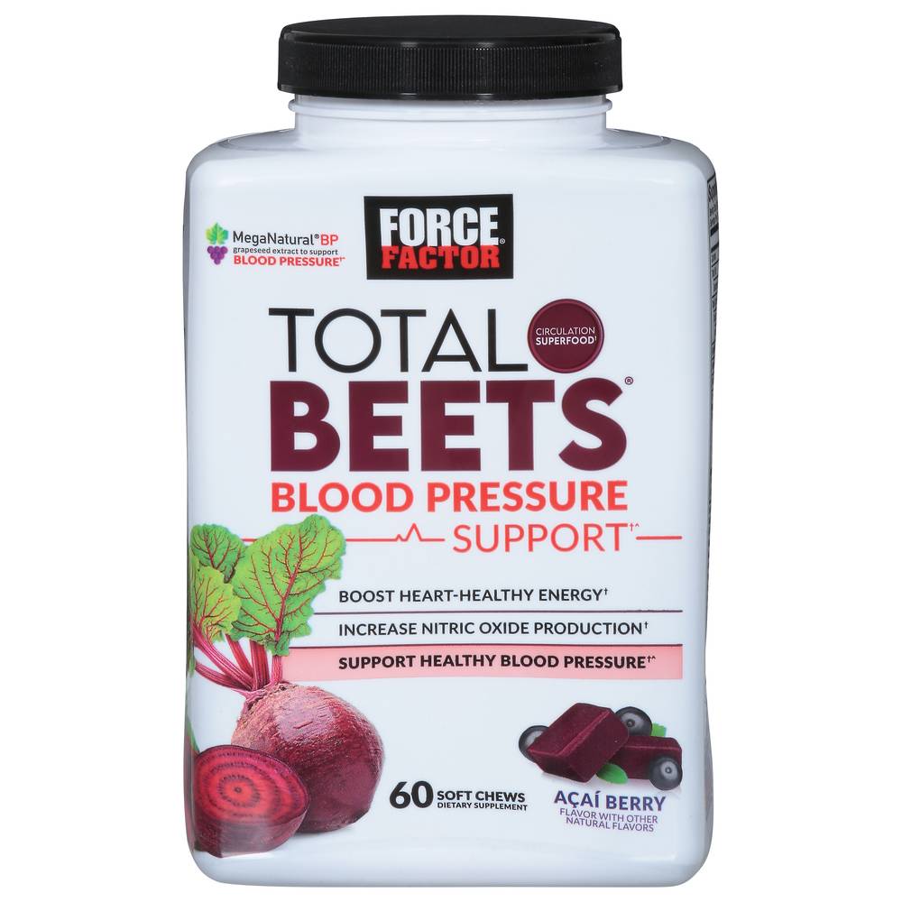 Force Factor Total Beets Blood Pressure Support Soft Chews, Acai Berry (60 ct)