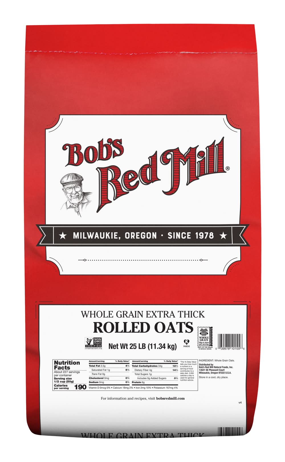Bob's Red Mill Extra Thick Rolled Oats (25 lbs)