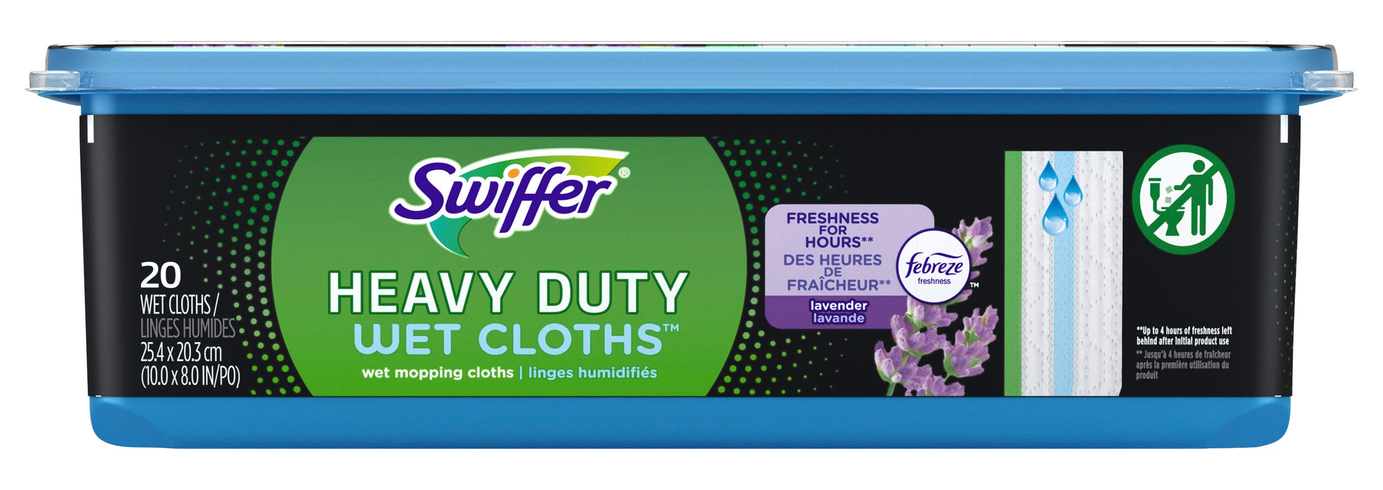 Swiffer Febreze Heavy Duty Wet Mopping Cloths, Lavender, 25.4x20.3 cm (20 ct)
