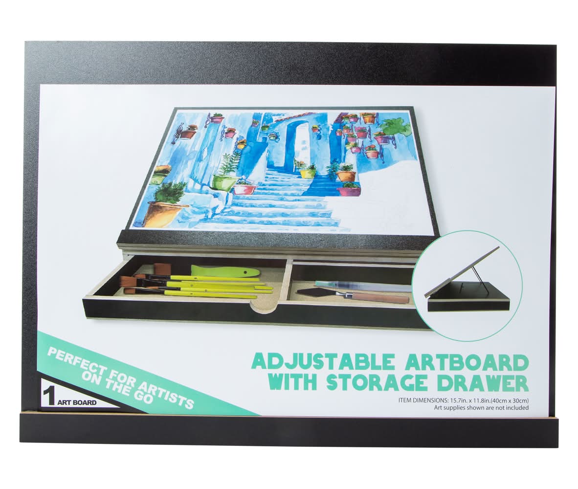 Adjustable Artboard With Storage Drawer Black