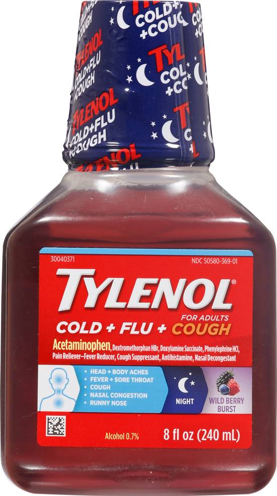 Tylenol Wild Berry Burst Night For Adults Cold + Flu + Cough