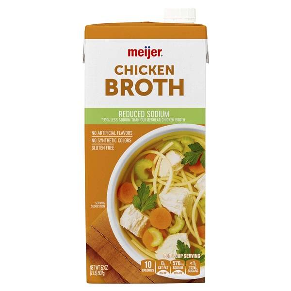 Meijer Reduced Sodium Fat Free Chicken Broth (32 oz)