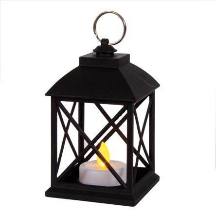 Quinque Plástico Con Vela Led   (Incluye 1 bateria reemplazable) 11.5x7x7cm - Negro