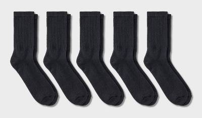 Men's Crew Socks 5pk - Dealworthy™ Black 6-12: Cushioned Sole, Midweight Knit,